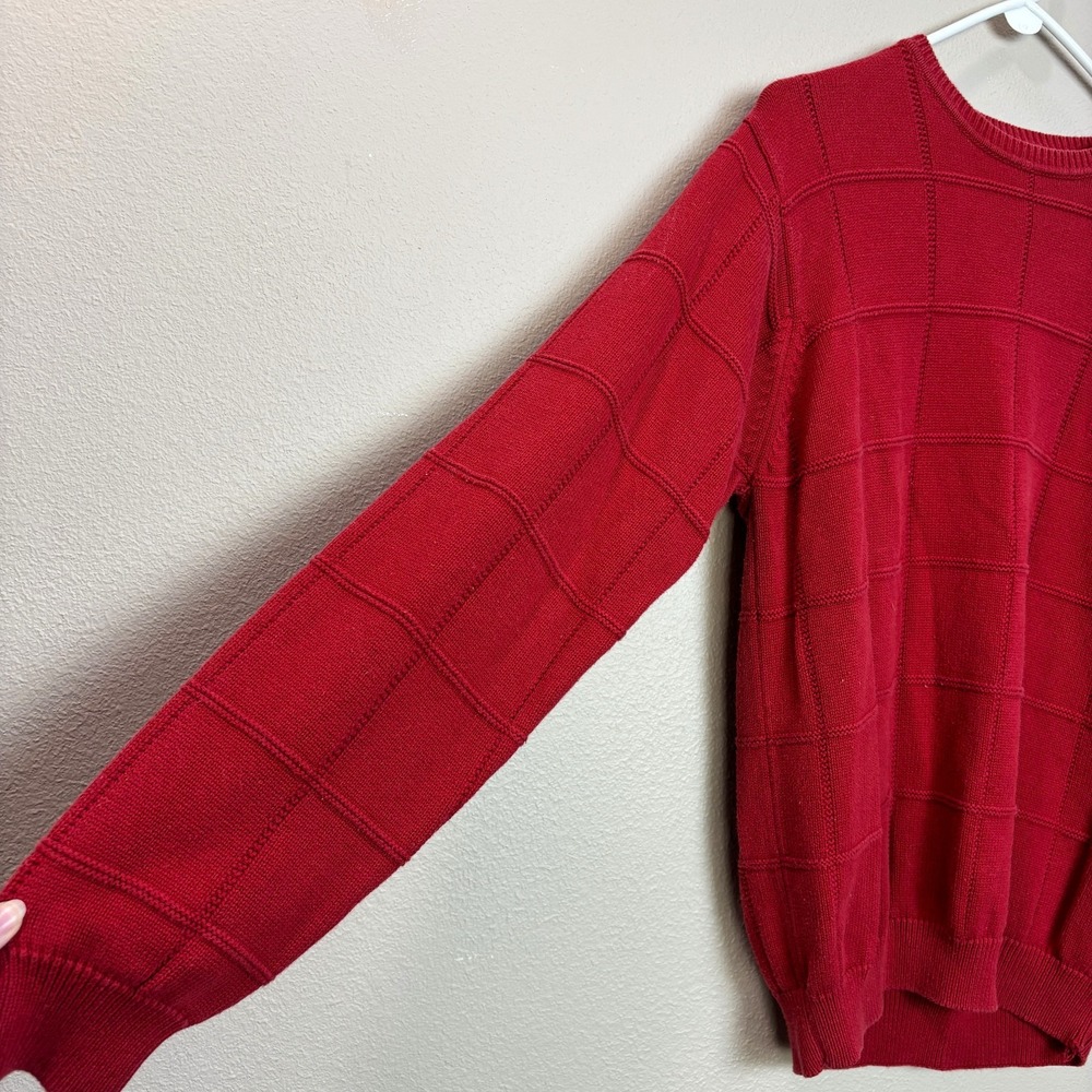 Vintage‎ IZOD Sweater Men's Medium Red Pattern Knit Pullover Box Pattern Casual - Picture 4 of 10